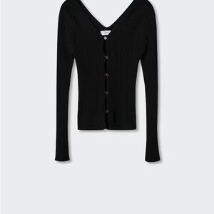 Mango Black Ribbed Cardigan
